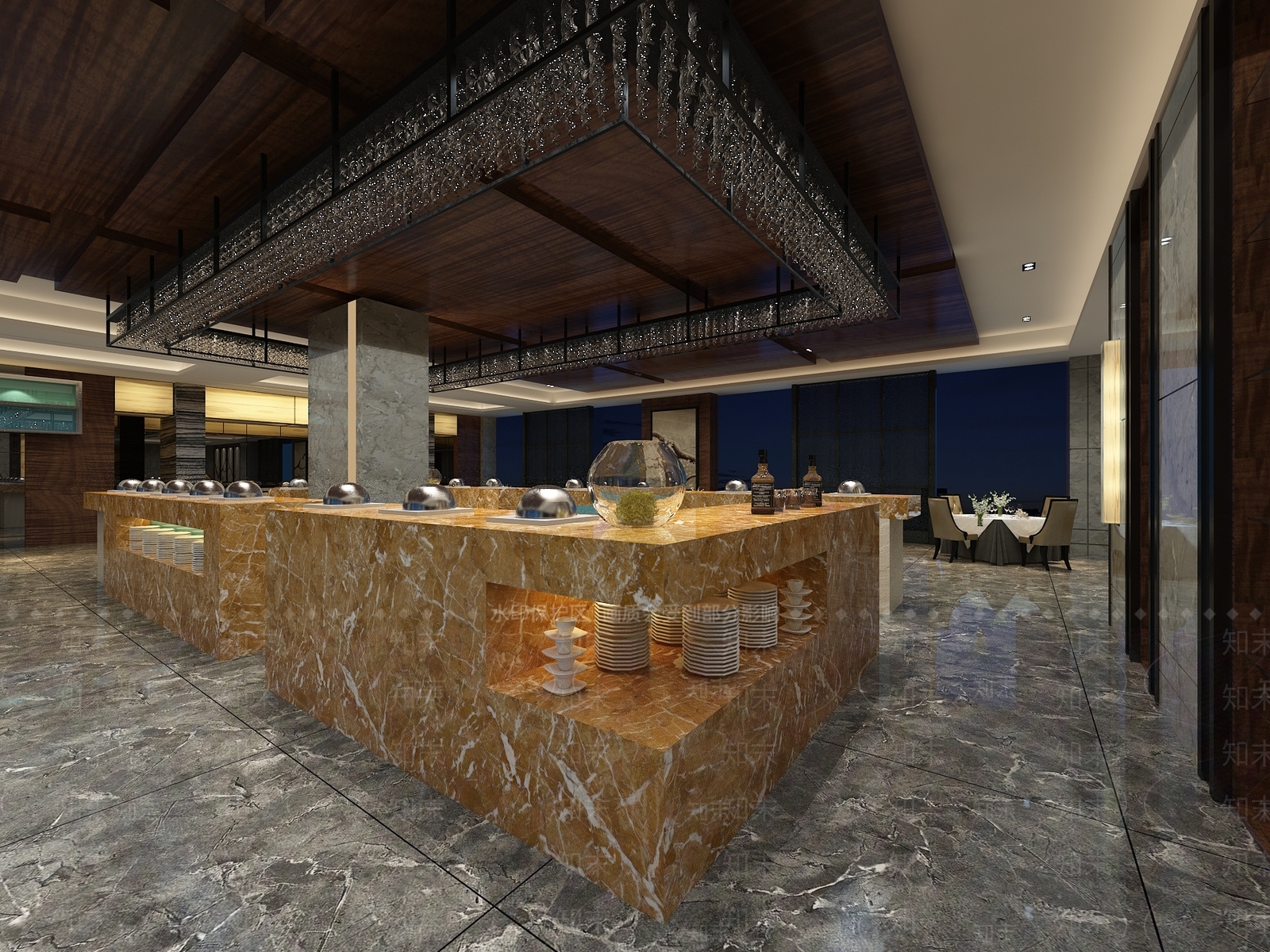 现代自助餐厅3D模型下载【ID:1169294789】