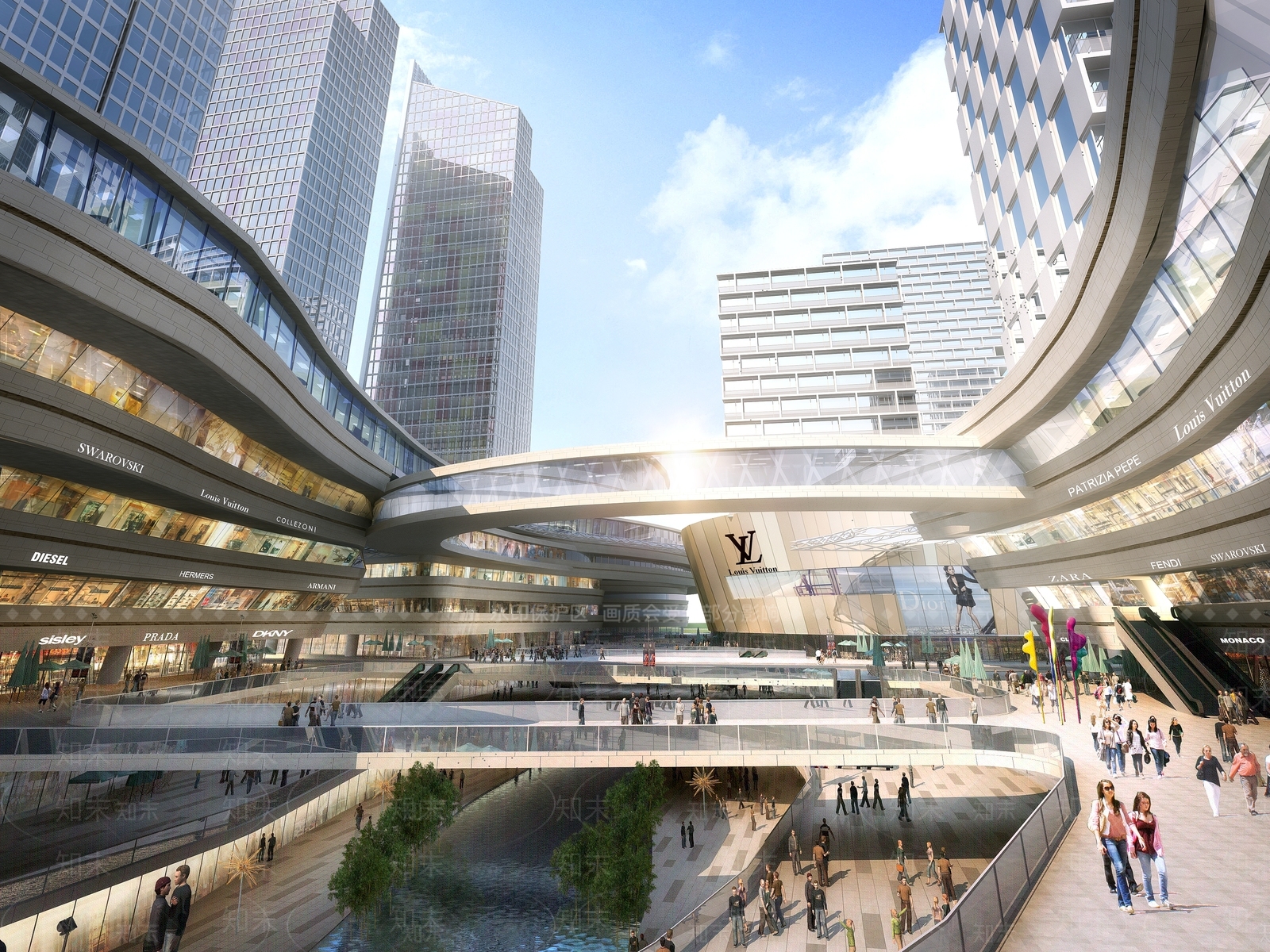现代商业街3D模型下载【ID:1169297621】