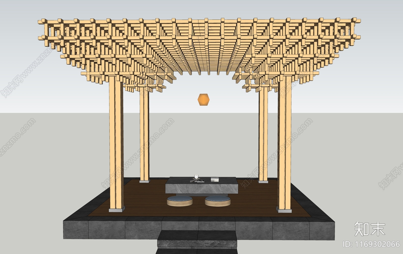 现代新中式亭子SU模型下载【ID:1169302066】
