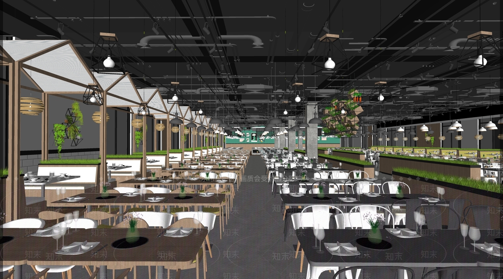 现代食堂SU模型下载【ID:1169306525】
