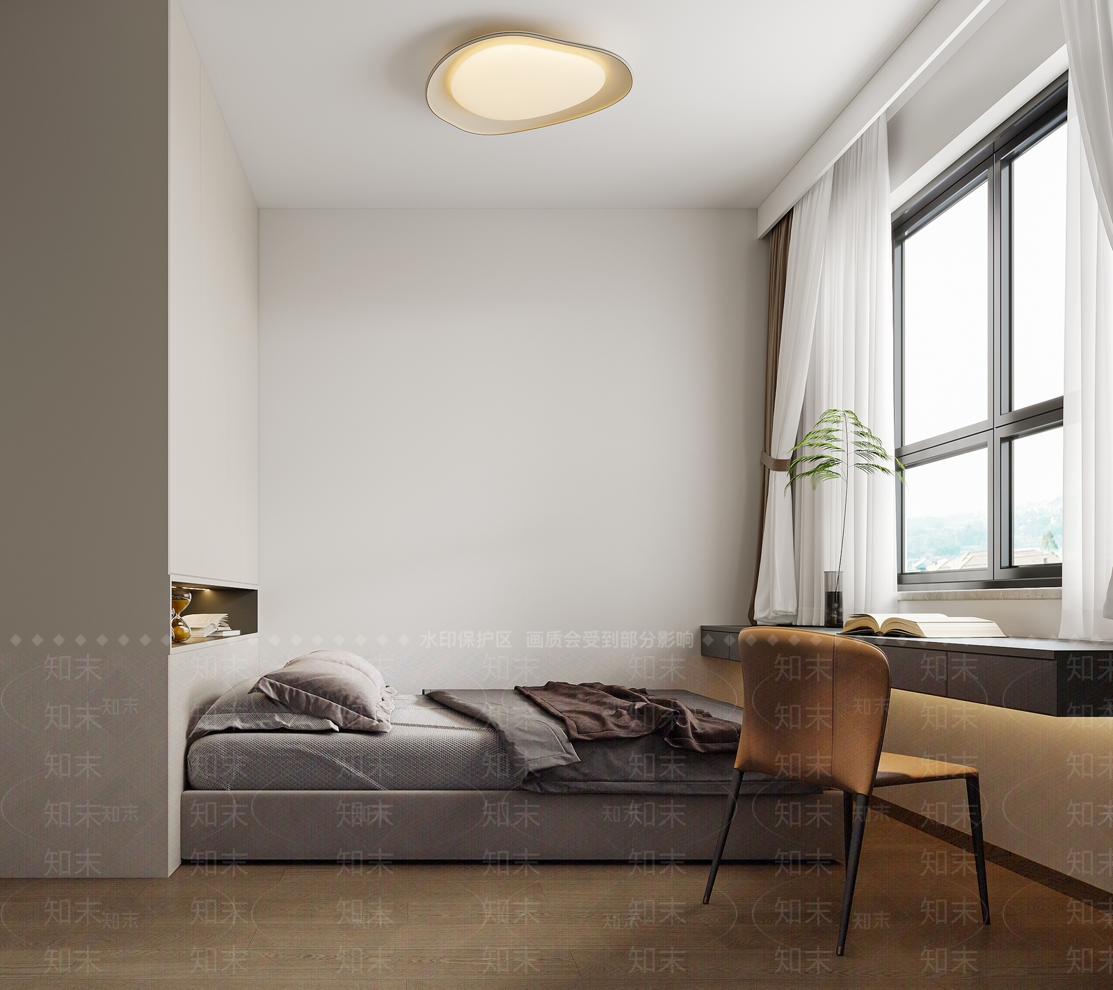 现代奶油家居卧室3D模型下载【ID:1169306782】