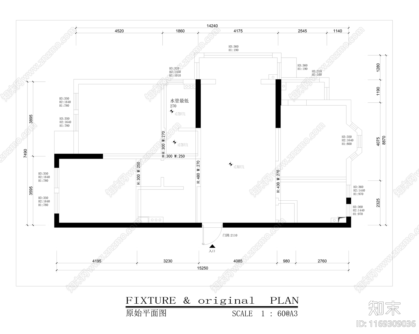 整体家装空间cad施工图下载【ID:1169309036】