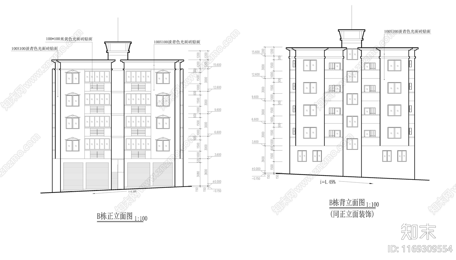 住宅楼建筑cad施工图下载【ID:1169309554】