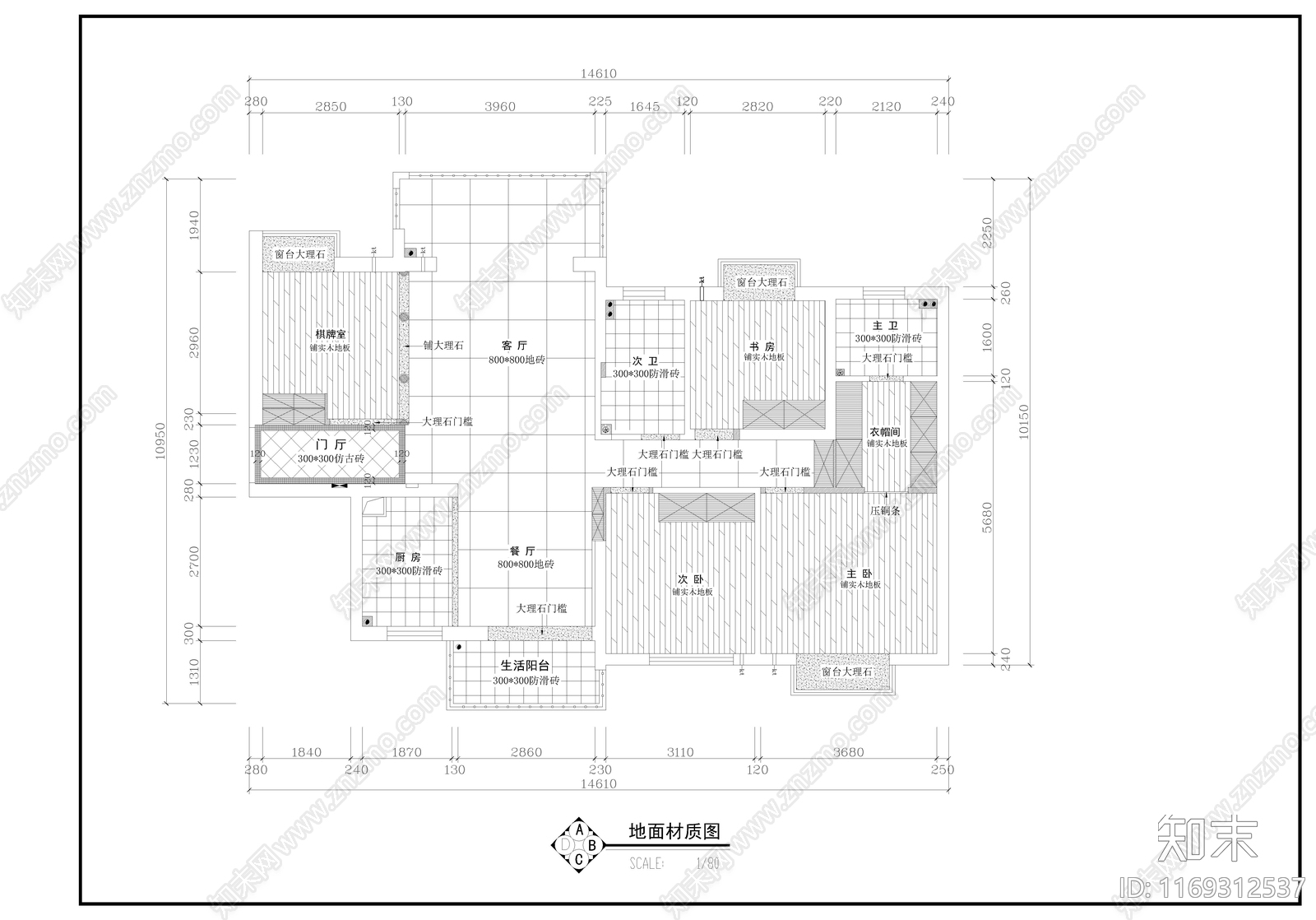 整体家装空间cad施工图下载【ID:1169312537】