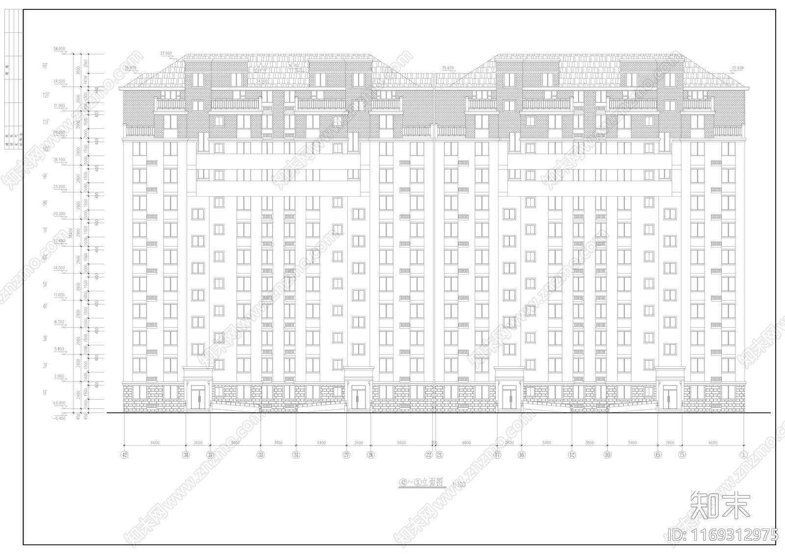 住宅楼建筑cad施工图下载【ID:1169312975】