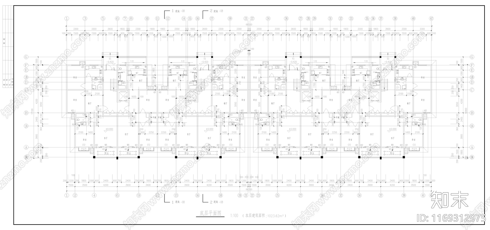 住宅楼建筑cad施工图下载【ID:1169312975】