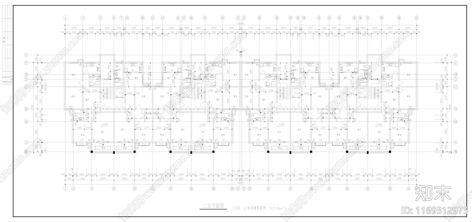 住宅楼建筑cad施工图下载【ID:1169312975】