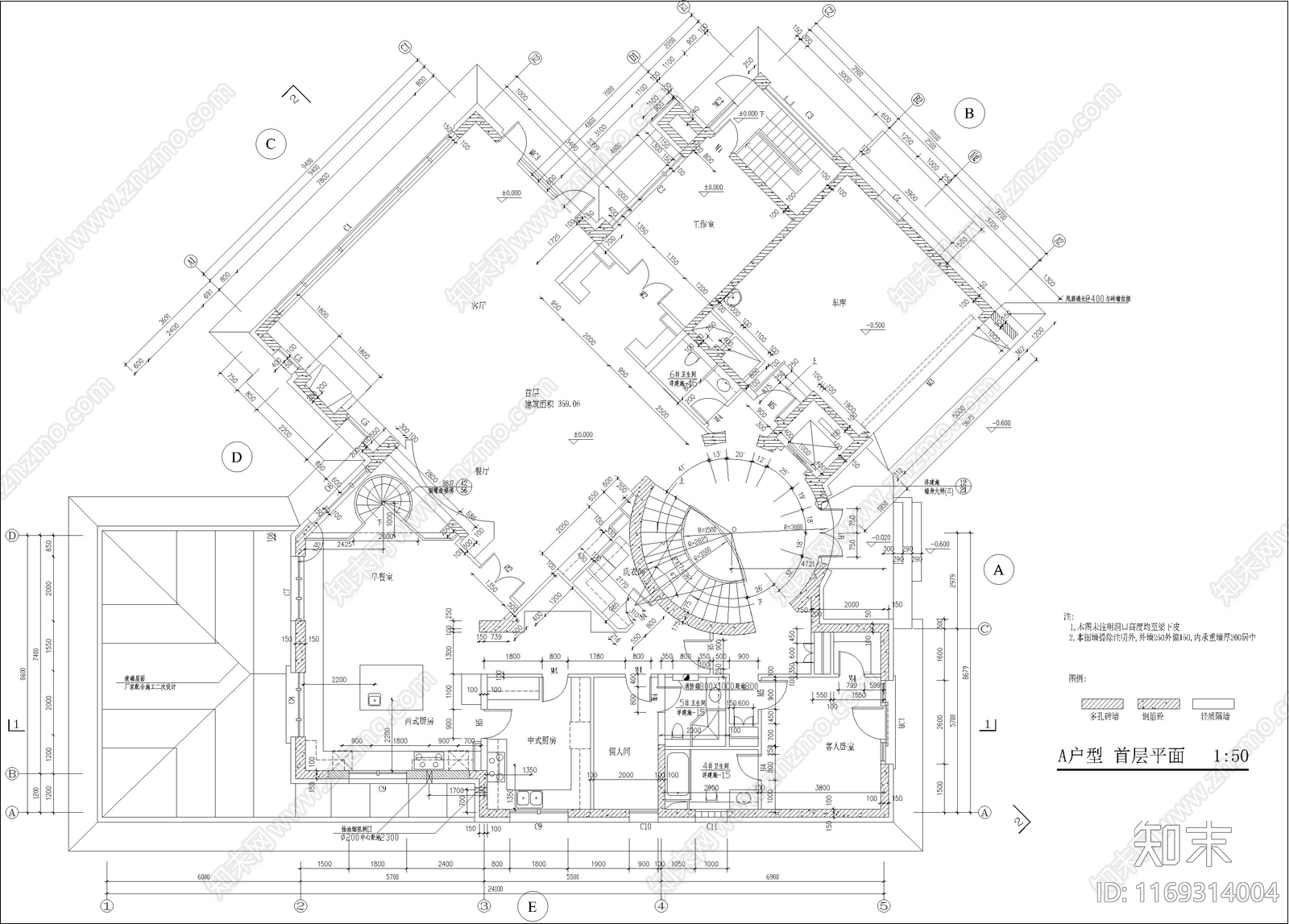 欧式别墅建筑cad施工图下载【ID:1169314004】