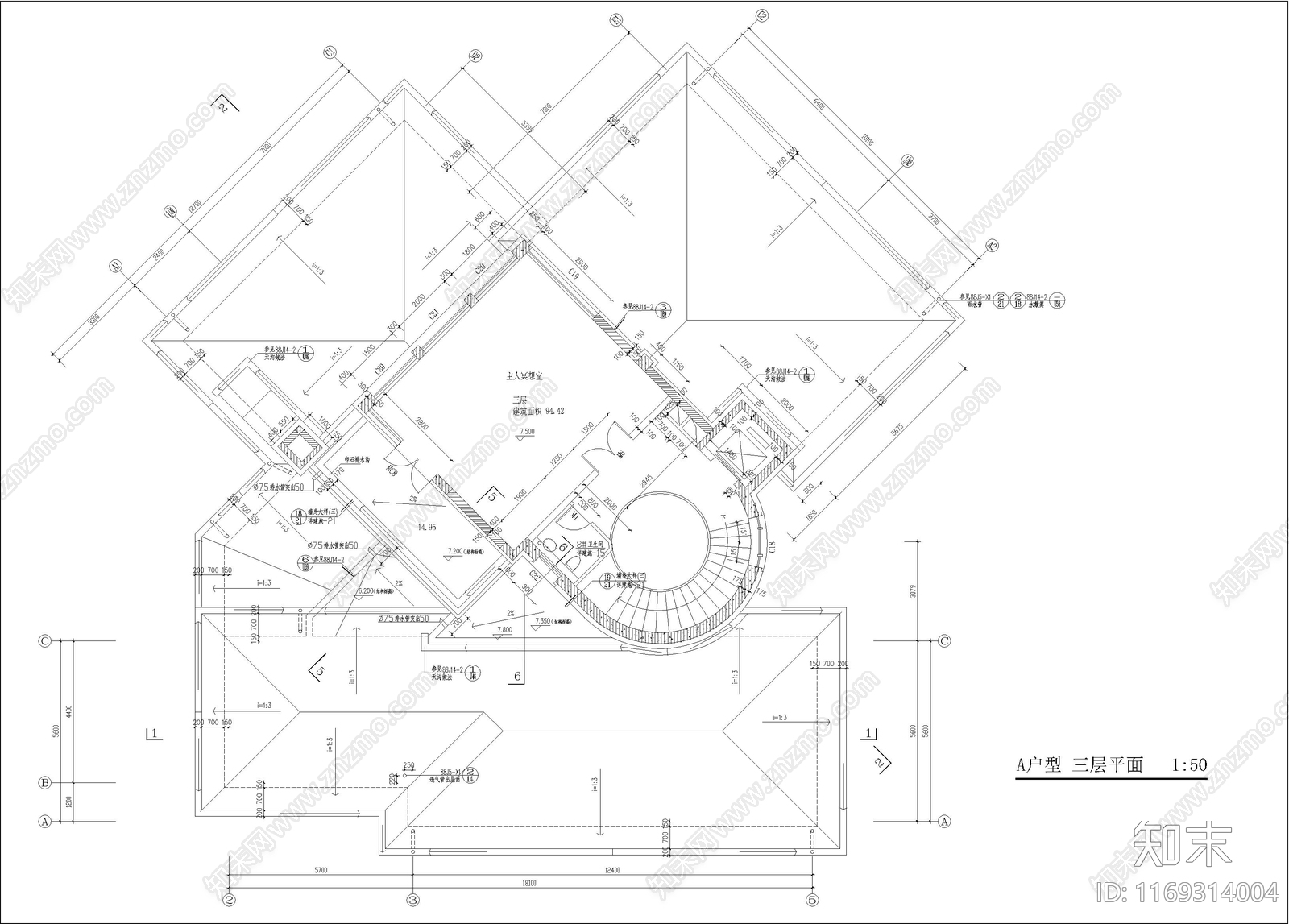 欧式别墅建筑cad施工图下载【ID:1169314004】