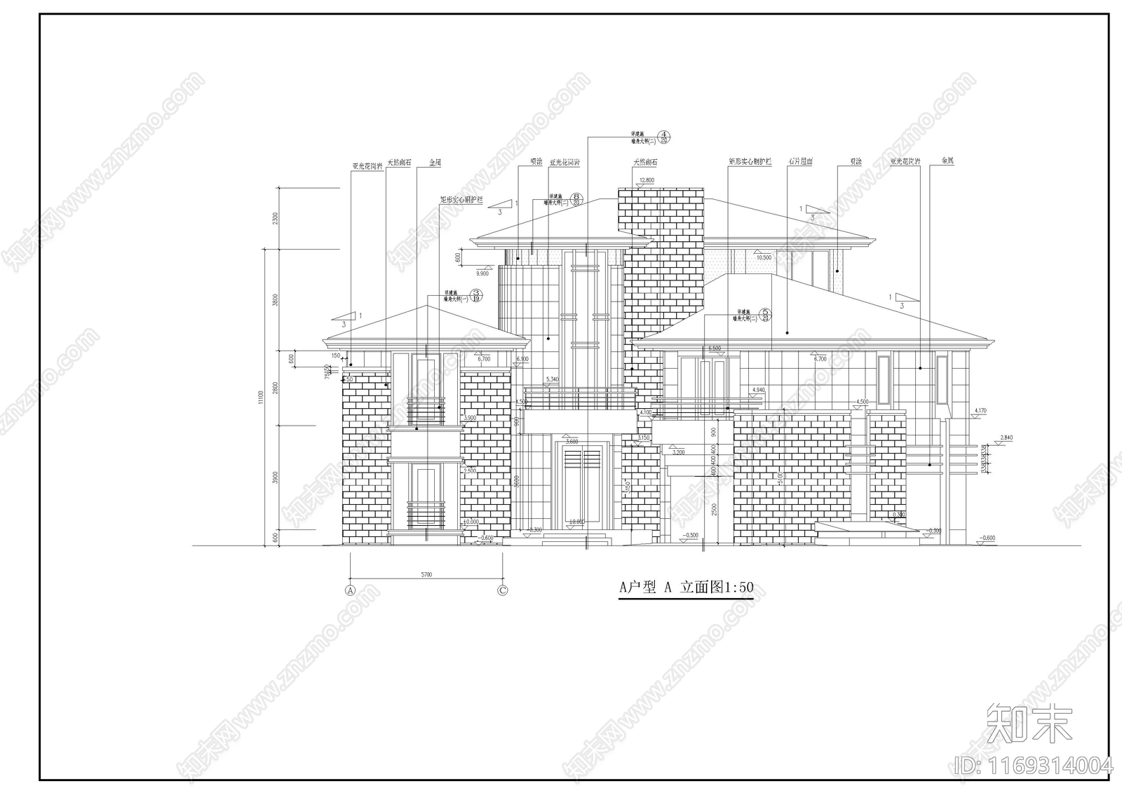 欧式别墅建筑cad施工图下载【ID:1169314004】