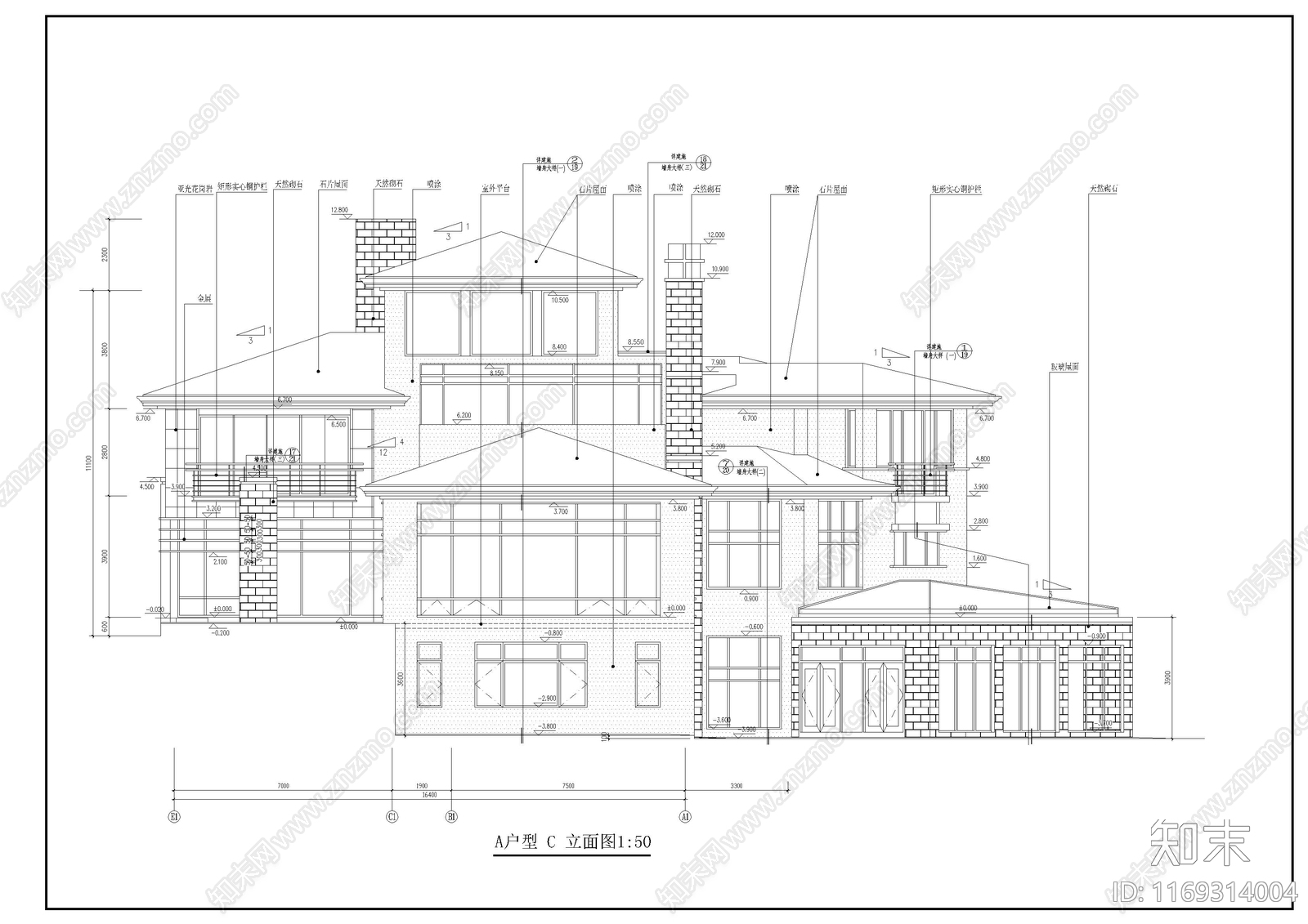 欧式别墅建筑cad施工图下载【ID:1169314004】