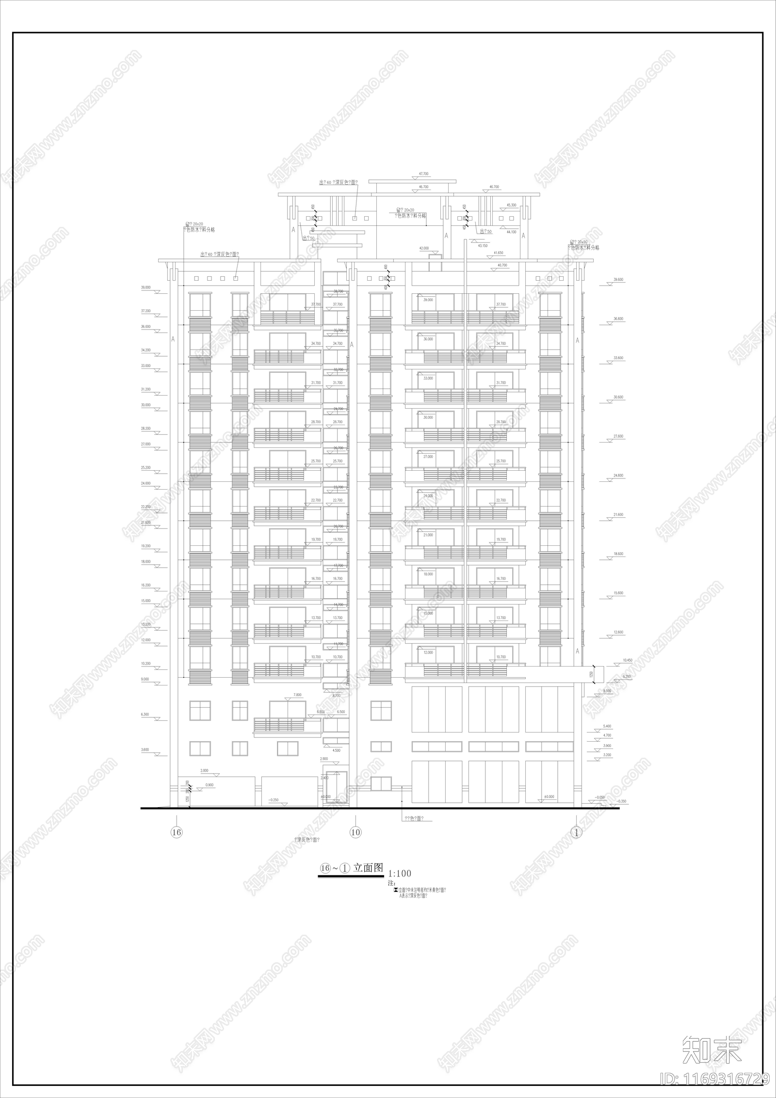 住宅楼建筑cad施工图下载【ID:1169316729】