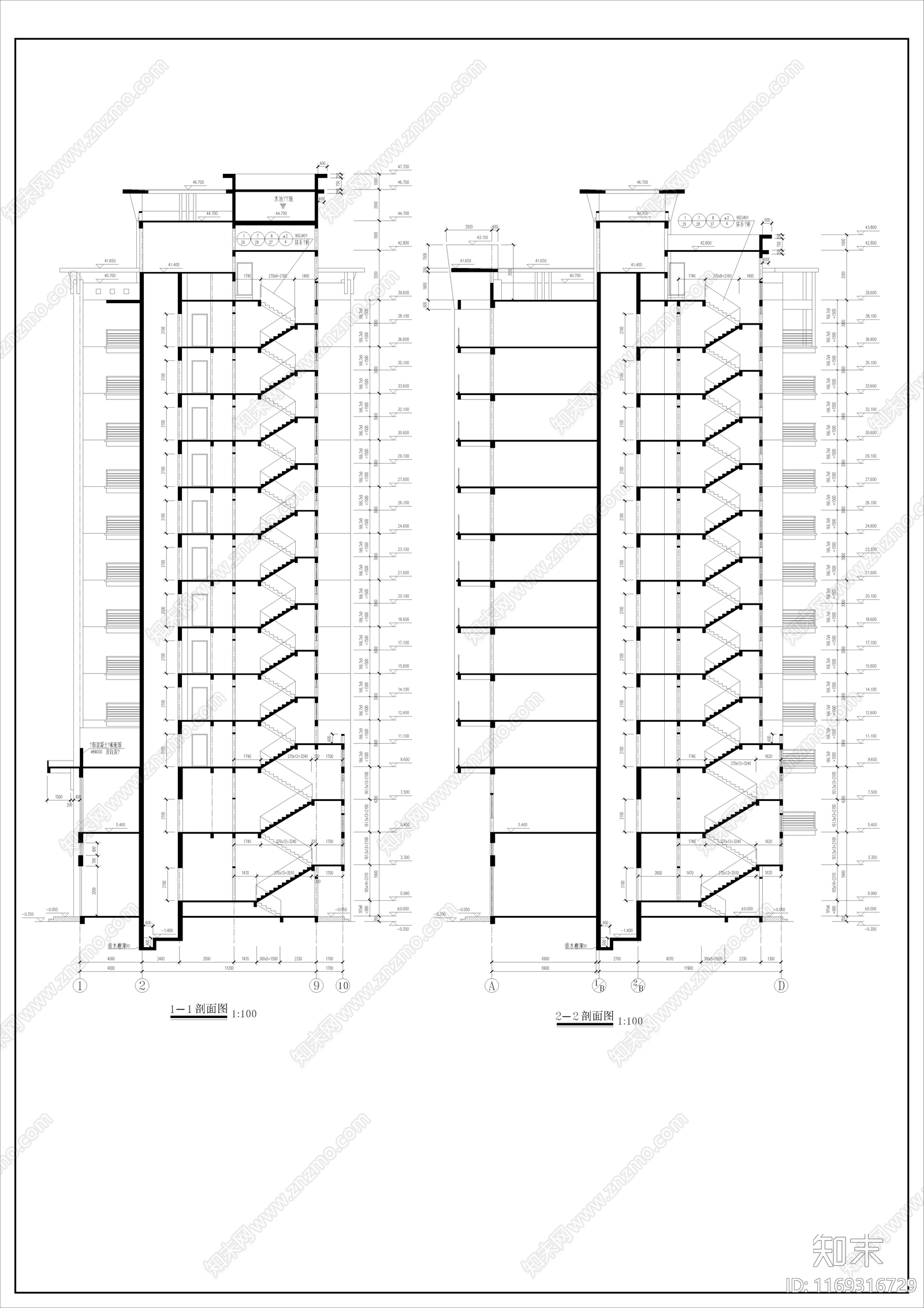 住宅楼建筑cad施工图下载【ID:1169316729】