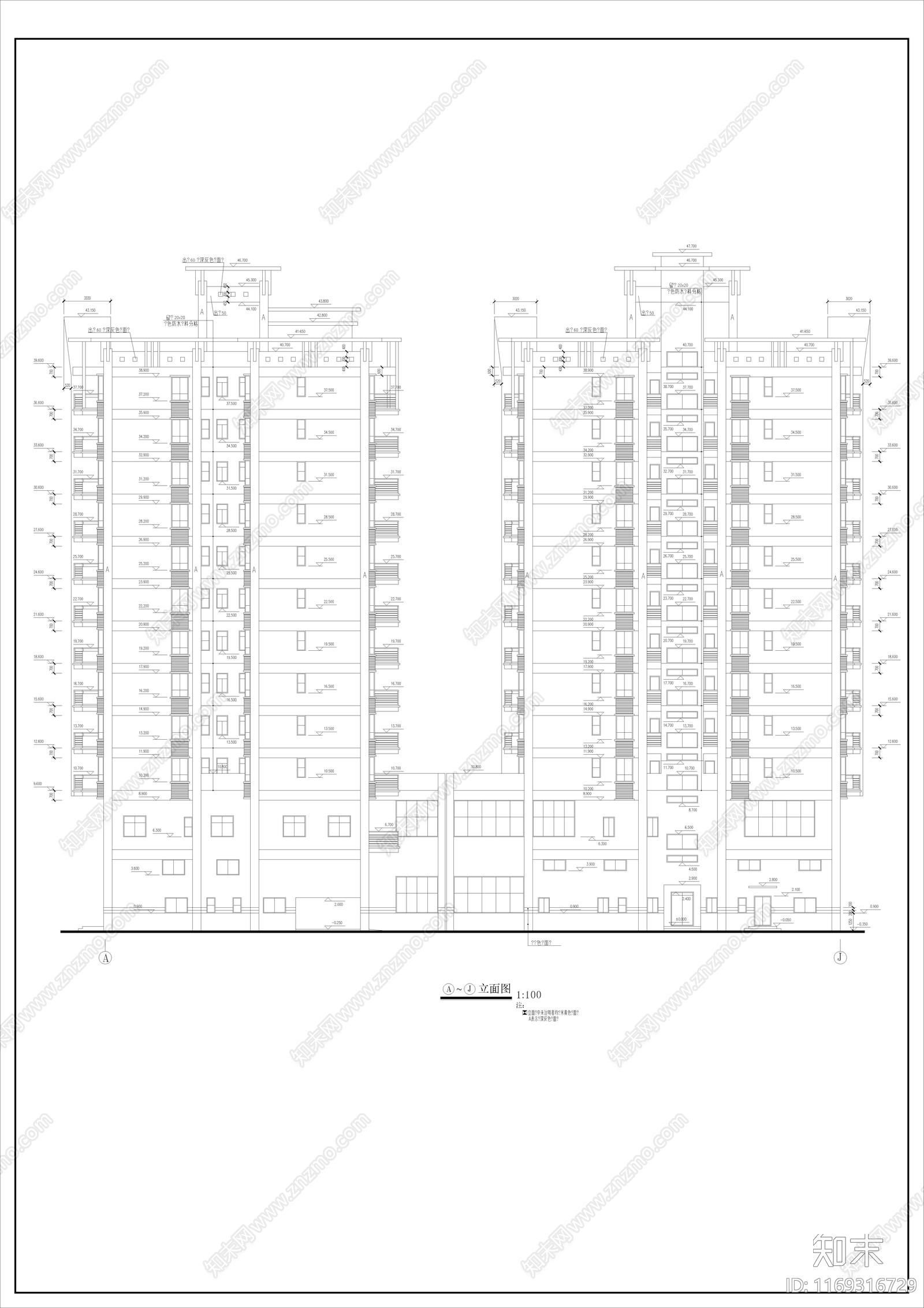 住宅楼建筑cad施工图下载【ID:1169316729】