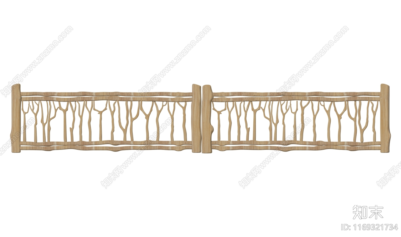 现代原木围栏护栏SU模型下载【ID:1169321734】
