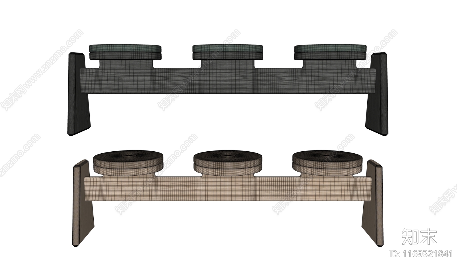 新中式原木其他凳子SU模型下载【ID:1169321841】