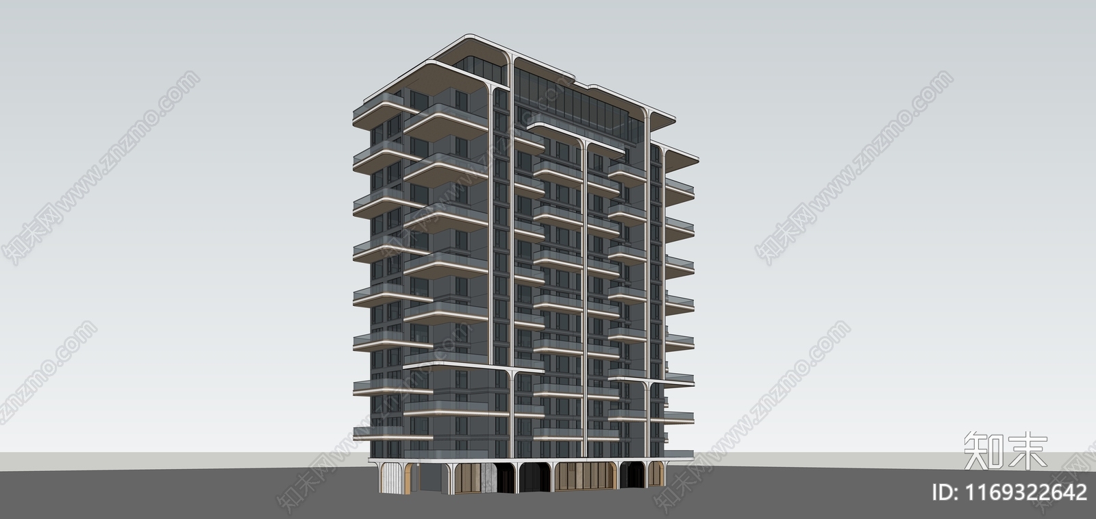 现代轻奢高层住宅SU模型下载【ID:1169322642】