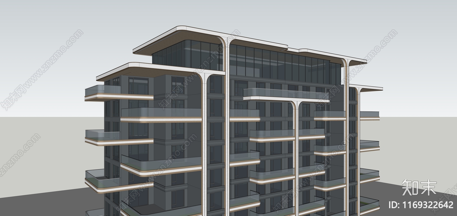 现代轻奢高层住宅SU模型下载【ID:1169322642】