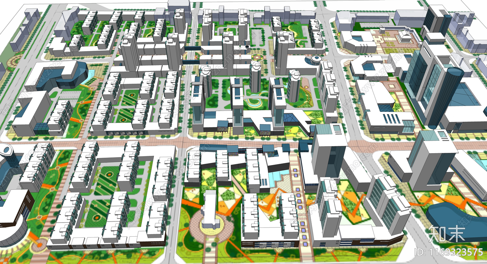 现代小区建筑SU模型下载【ID:1169323575】