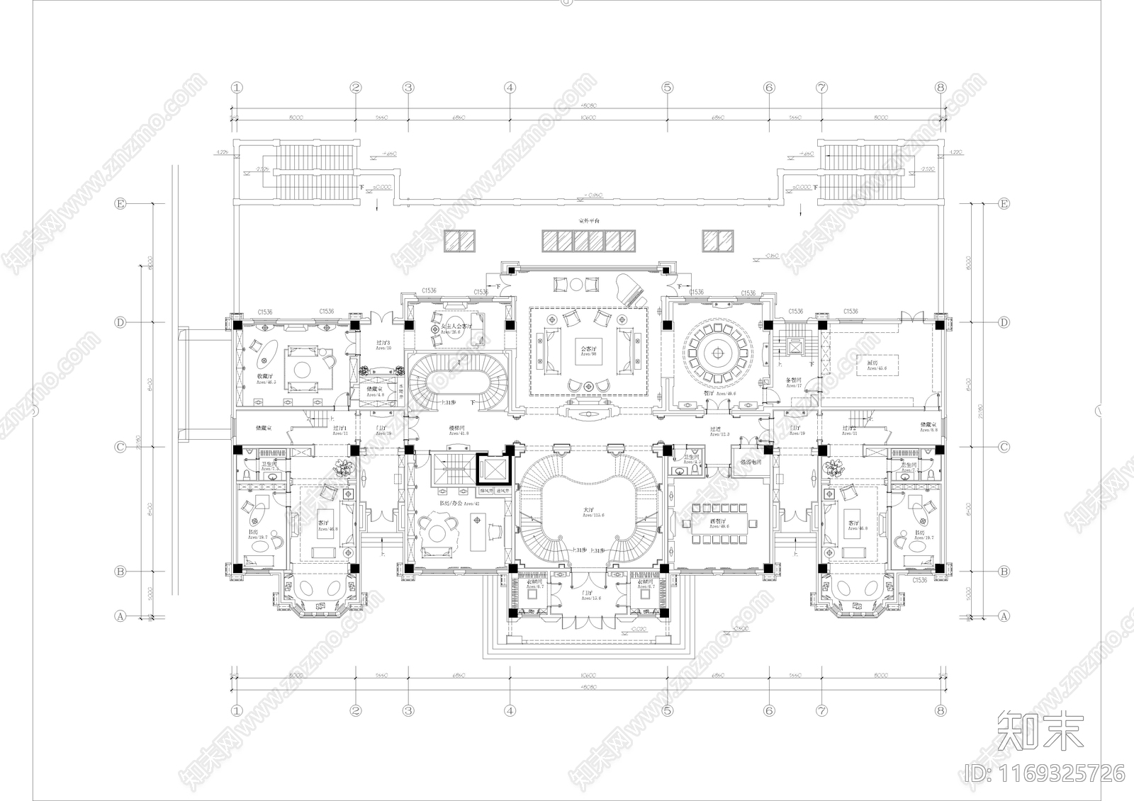 法式欧式整体家装空间cad施工图下载【ID:1169325726】