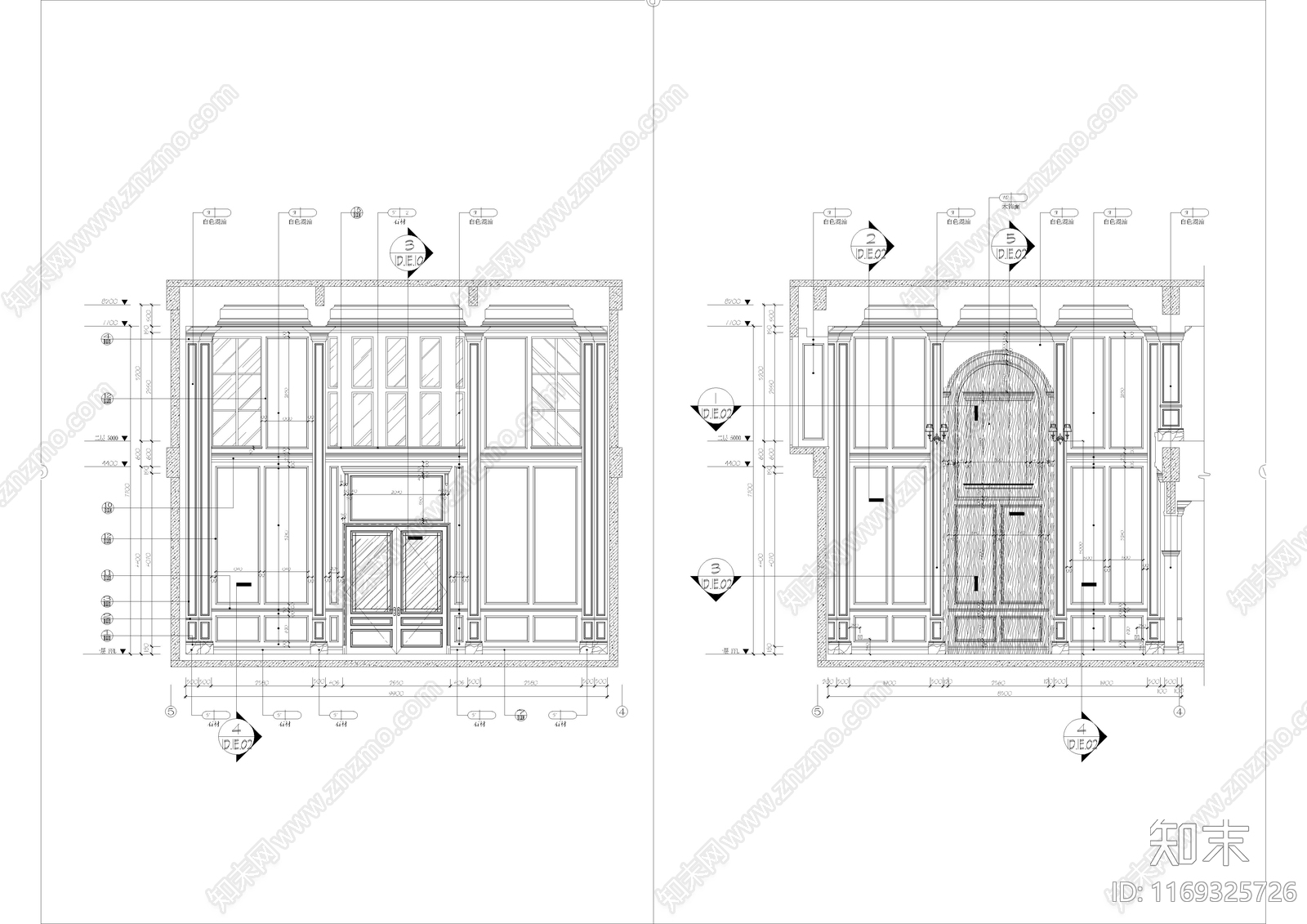 法式欧式整体家装空间cad施工图下载【ID:1169325726】