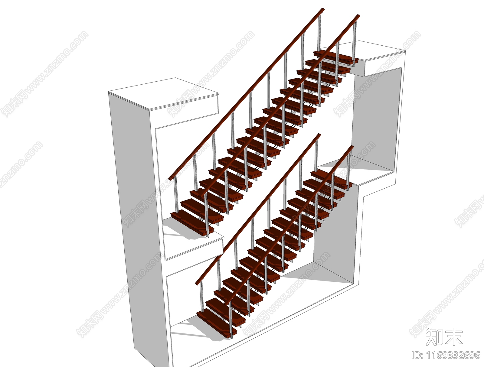 现代楼梯SU模型下载【ID:1169332696】