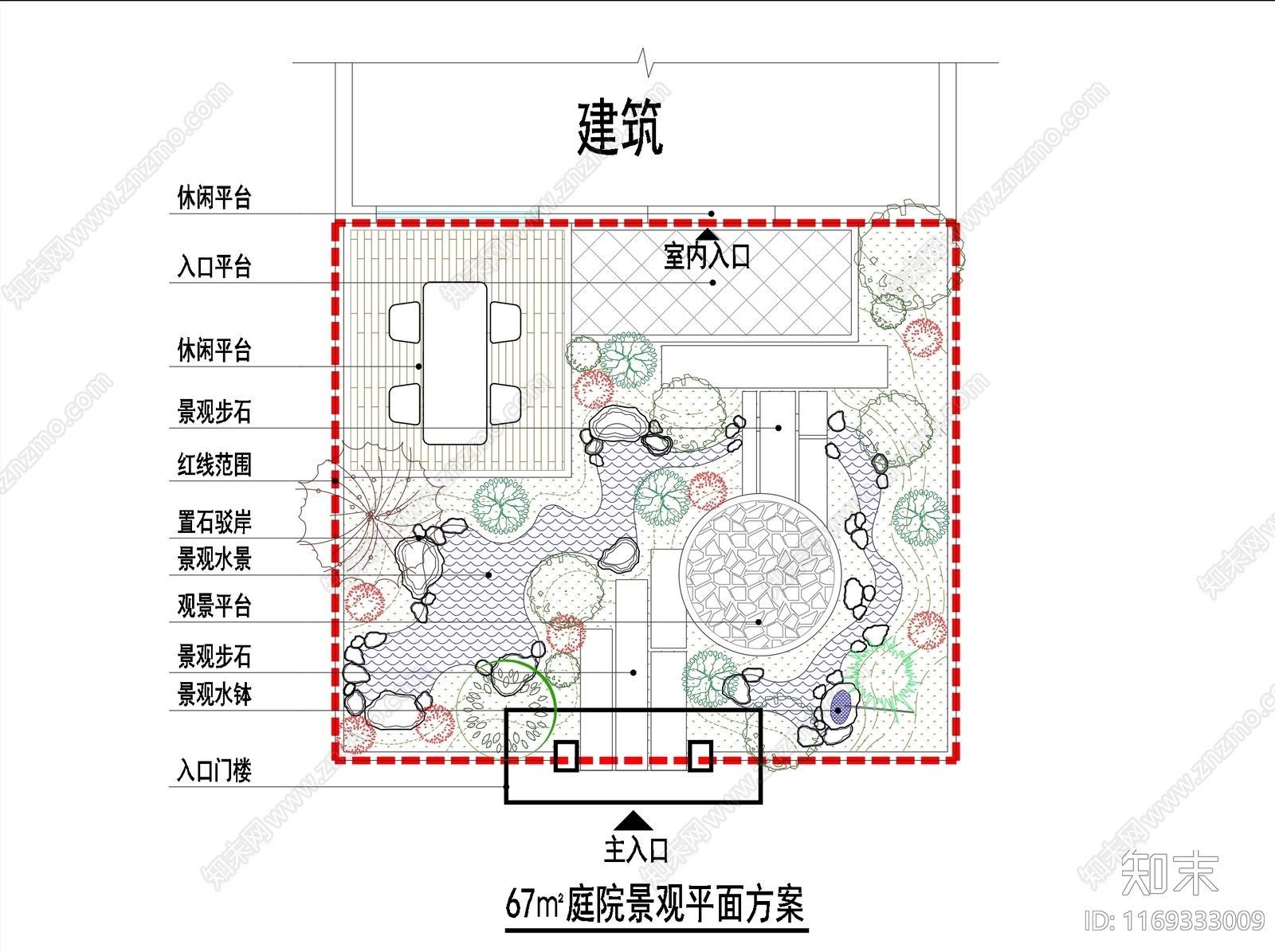现代庭院cad施工图下载【ID:1169333009】
