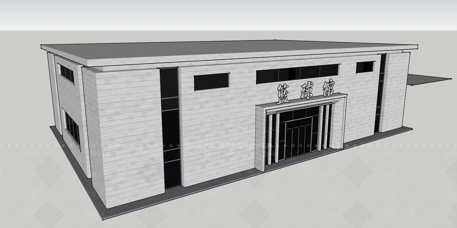 现代新中式体育建筑SU模型下载【ID:1169335576】