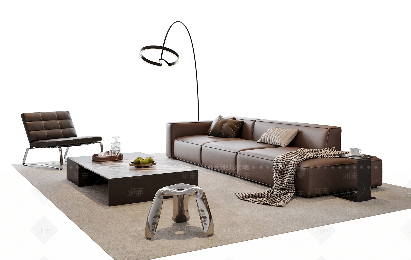 现代意式沙发组合3D模型下载【ID:1169337237】