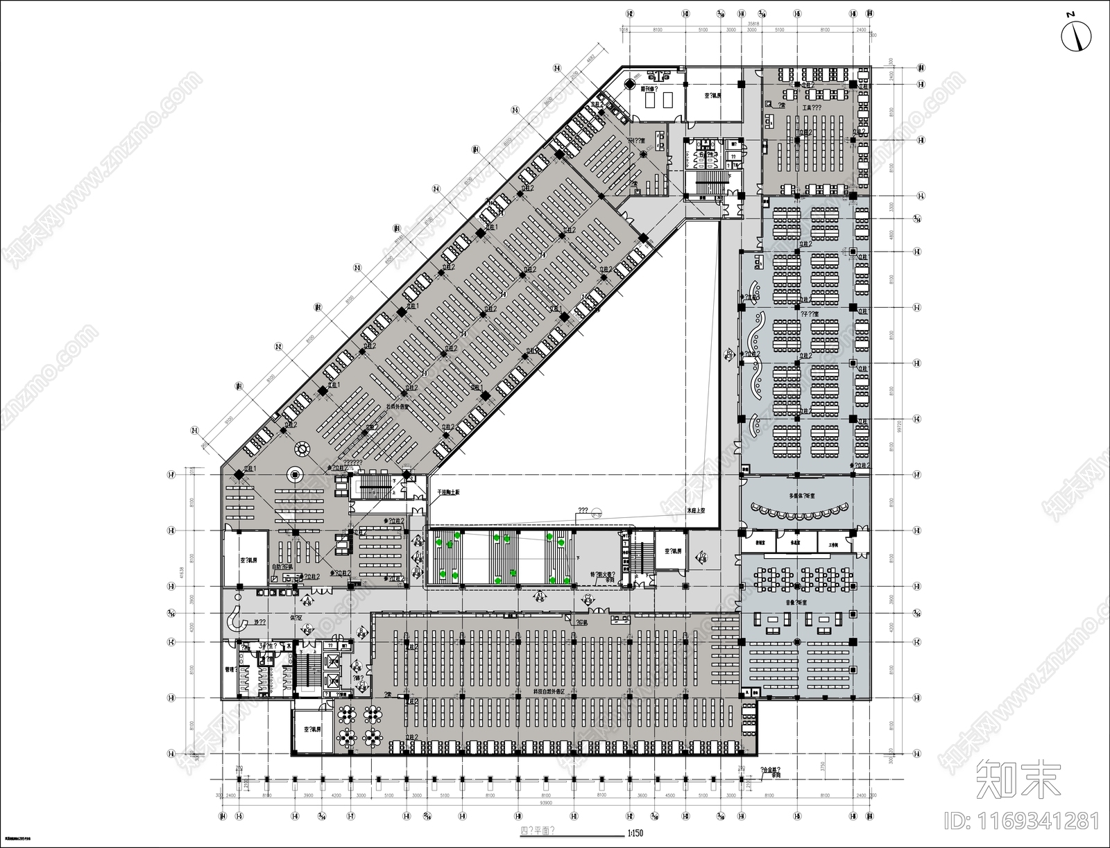 现代图书馆施工图下载【ID:1169341281】