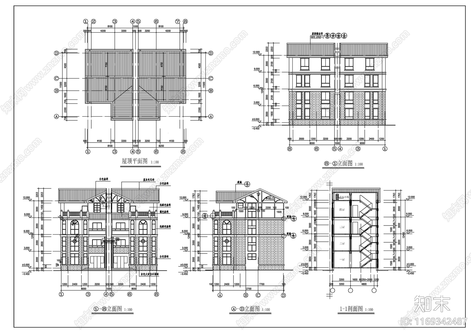 现代别墅建筑cad施工图下载【ID:1169342487】