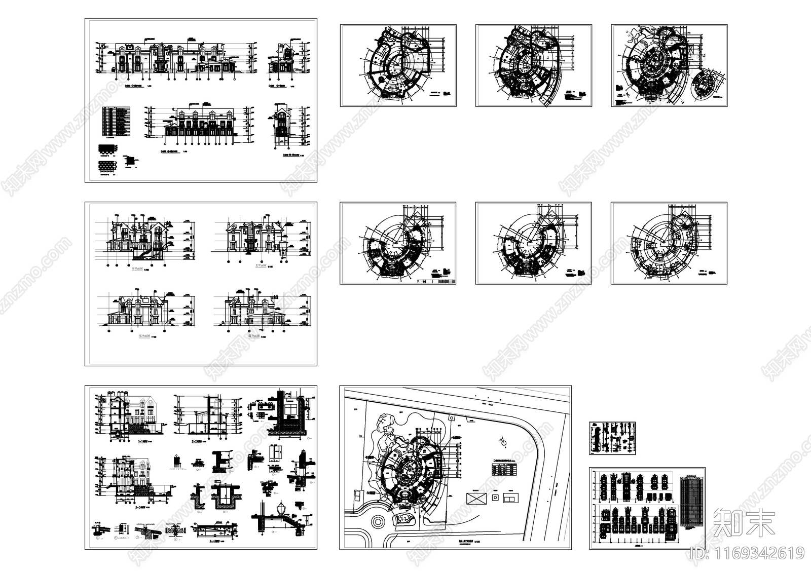 现代别墅建筑cad施工图下载【ID:1169342619】