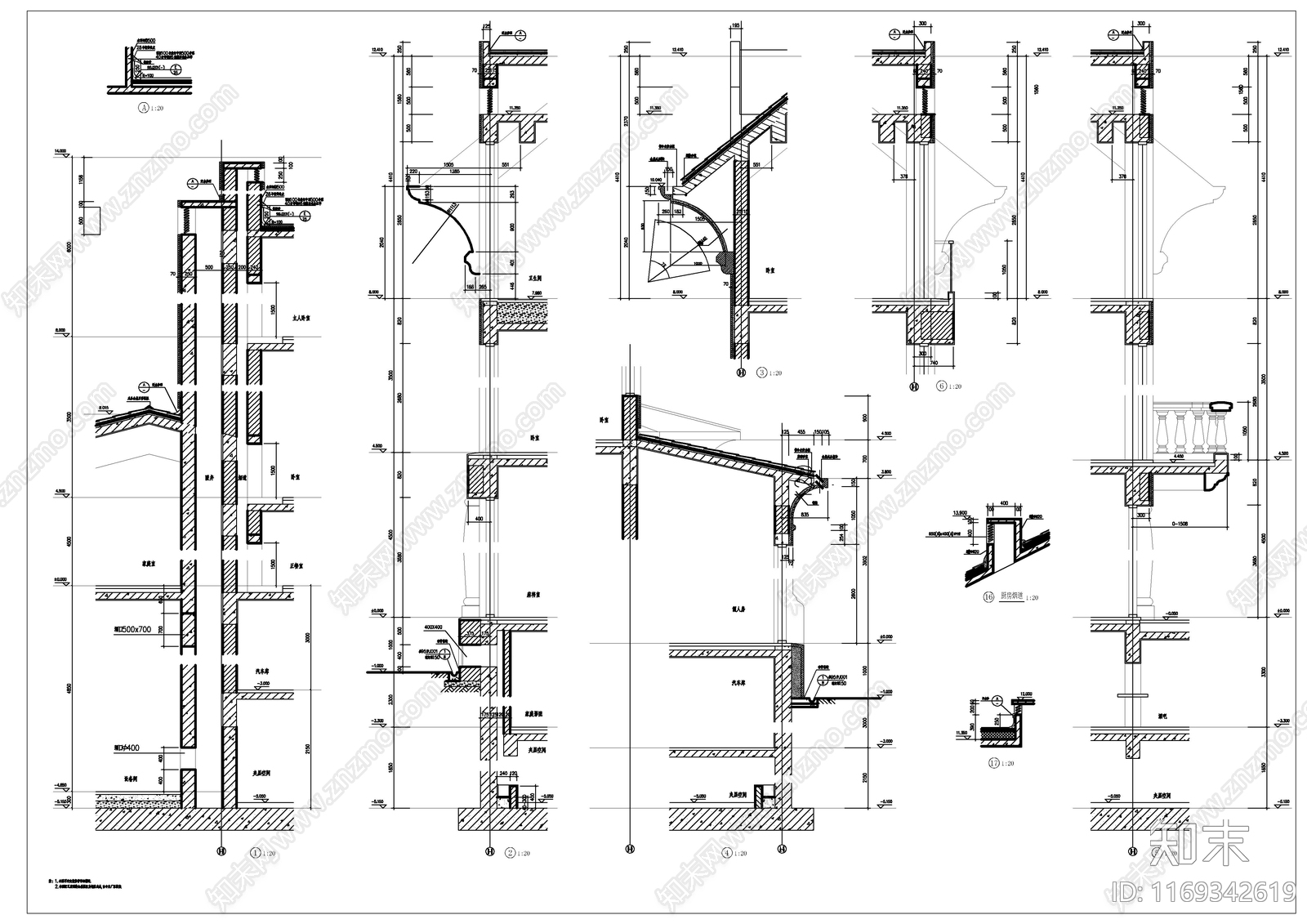 现代别墅建筑cad施工图下载【ID:1169342619】