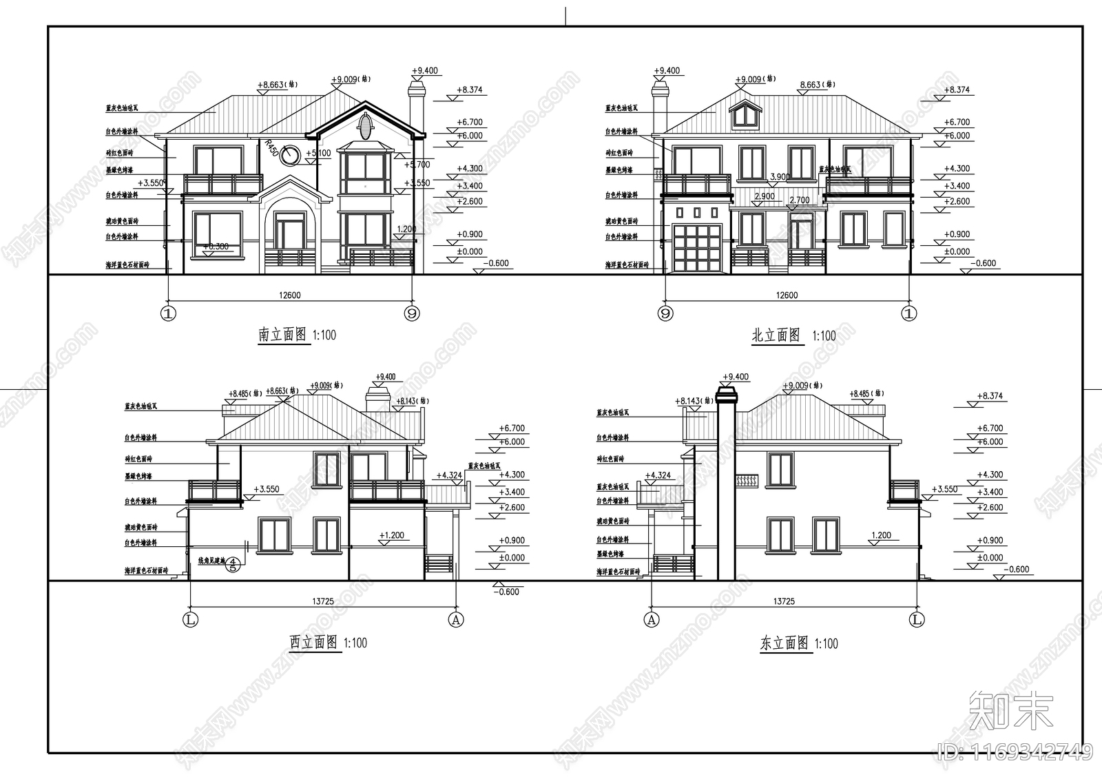 现代别墅建筑cad施工图下载【ID:1169342749】