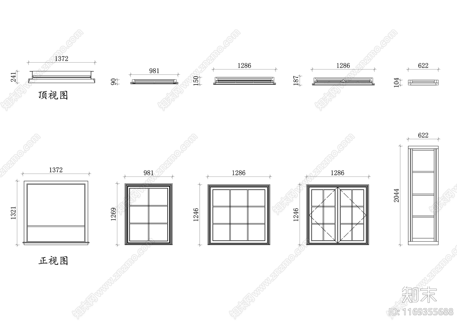 现代窗cad施工图下载【ID:1169355688】