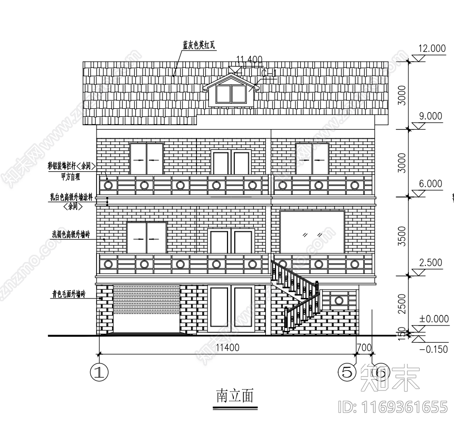 现代别墅建筑cad施工图下载【ID:1169361655】