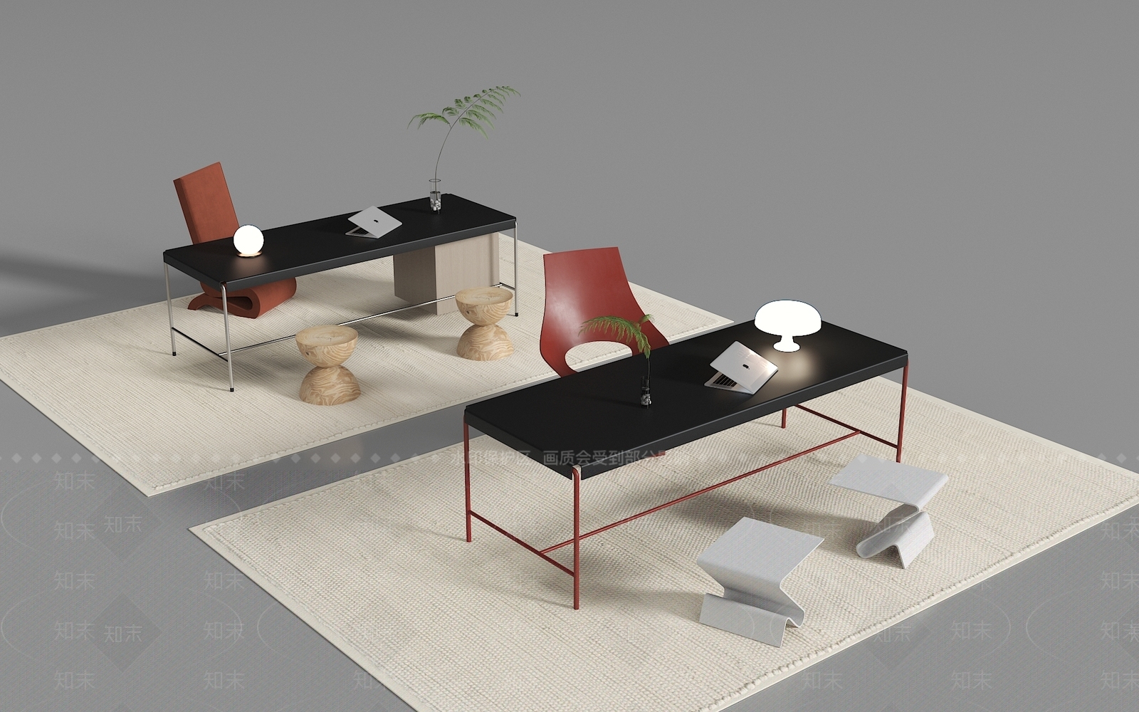 现代办公桌椅3D模型下载【ID:1169363709】