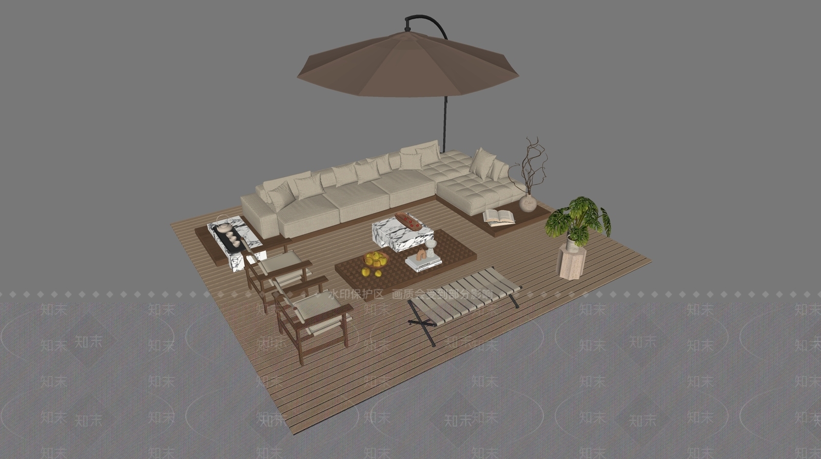现代户外沙发SU模型下载【ID:1169366356】