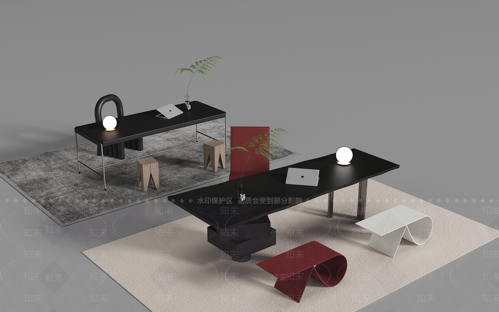 现代办公桌椅SU模型下载【ID:1169368488】