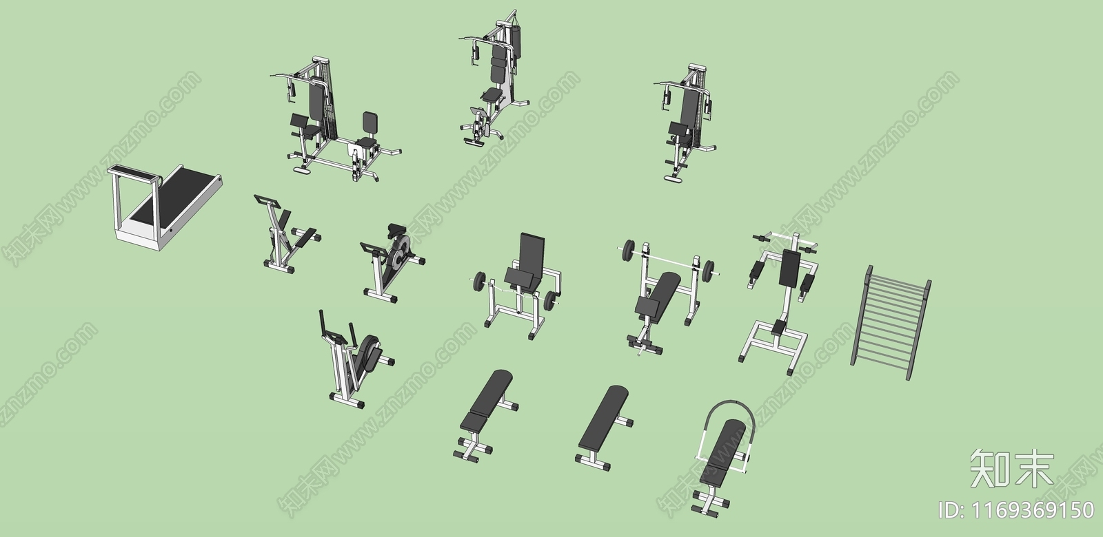 健身器材SU模型下载【ID:1169369150】