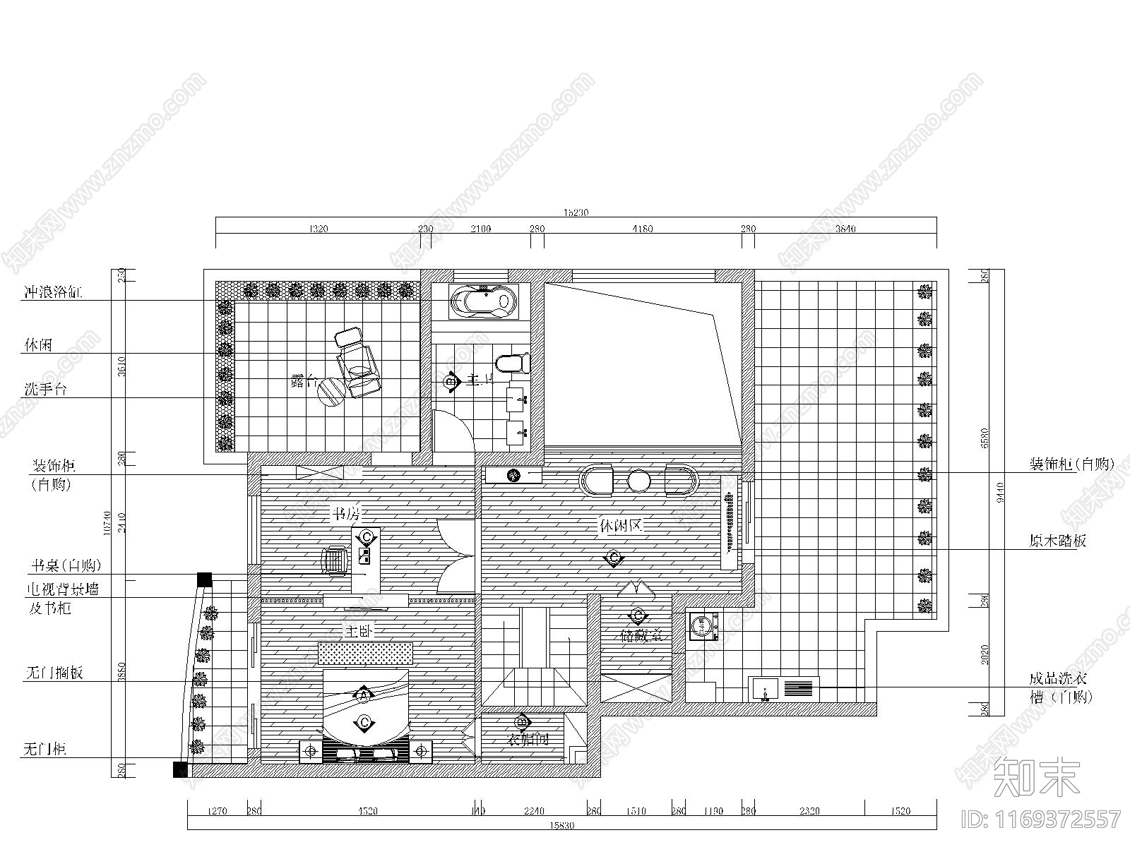 中式整体家装空间cad施工图下载【ID:1169372557】