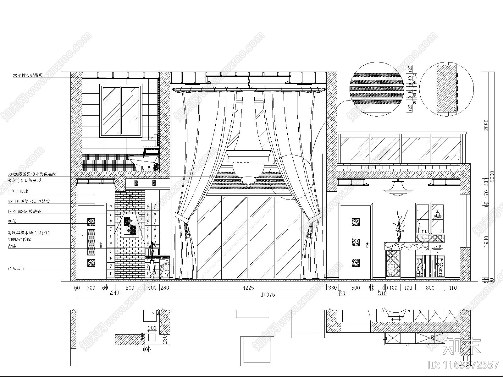 中式整体家装空间cad施工图下载【ID:1169372557】