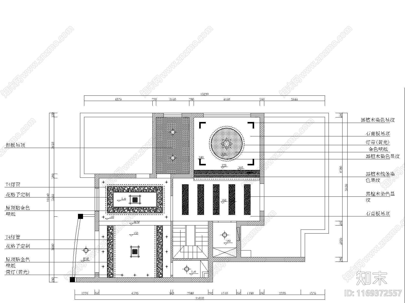 中式整体家装空间cad施工图下载【ID:1169372557】