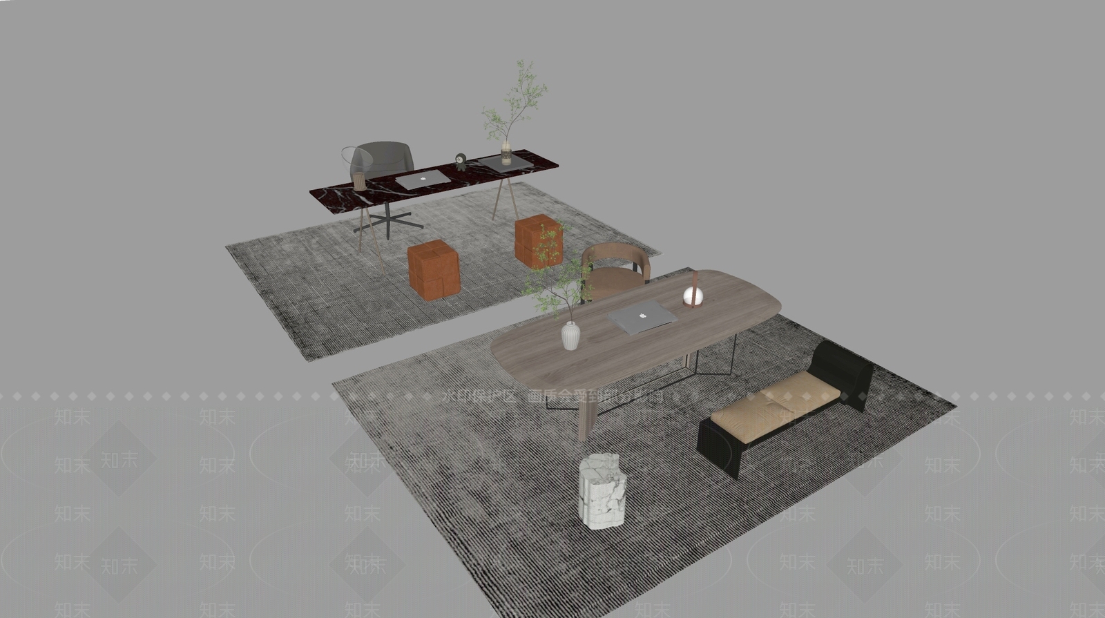 现代办公桌椅SU模型下载【ID:1169374014】