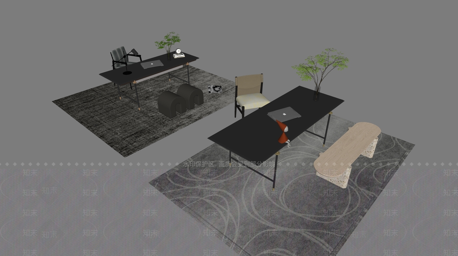 现代办公桌椅SU模型下载【ID:1169375186】