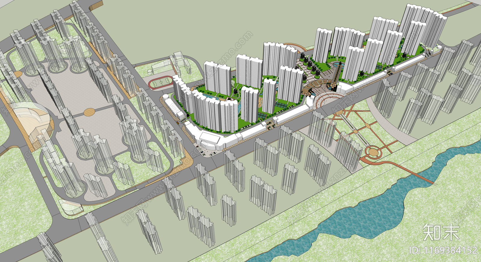 现代小区建筑SU模型下载【ID:1169384152】