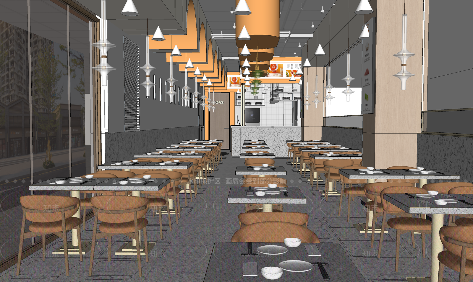 现代小吃快餐店SU模型下载【ID:1169388086】