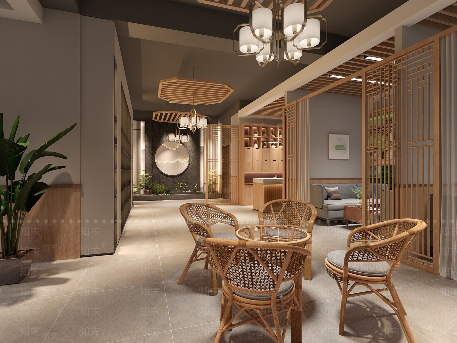 新中式中式中餐厅3D模型下载【ID:1169390024】