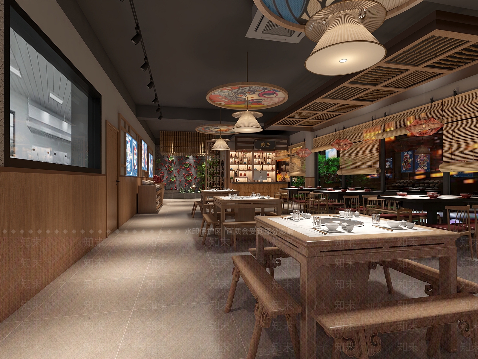 新中式中式中餐厅3D模型下载【ID:1169390024】