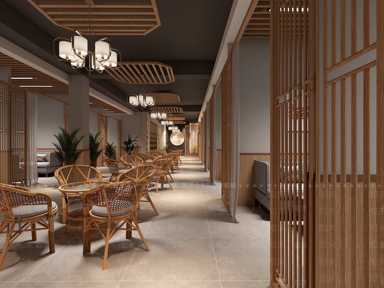 新中式中式中餐厅3D模型下载【ID:1169390024】